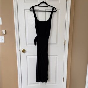 Wilfred Black Midi Wrap Dress with Side Tie